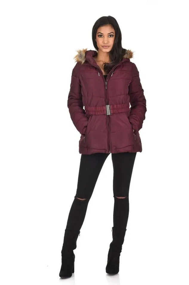 AX Paris Wine Padded Puffer Jacket Coats and Jackets