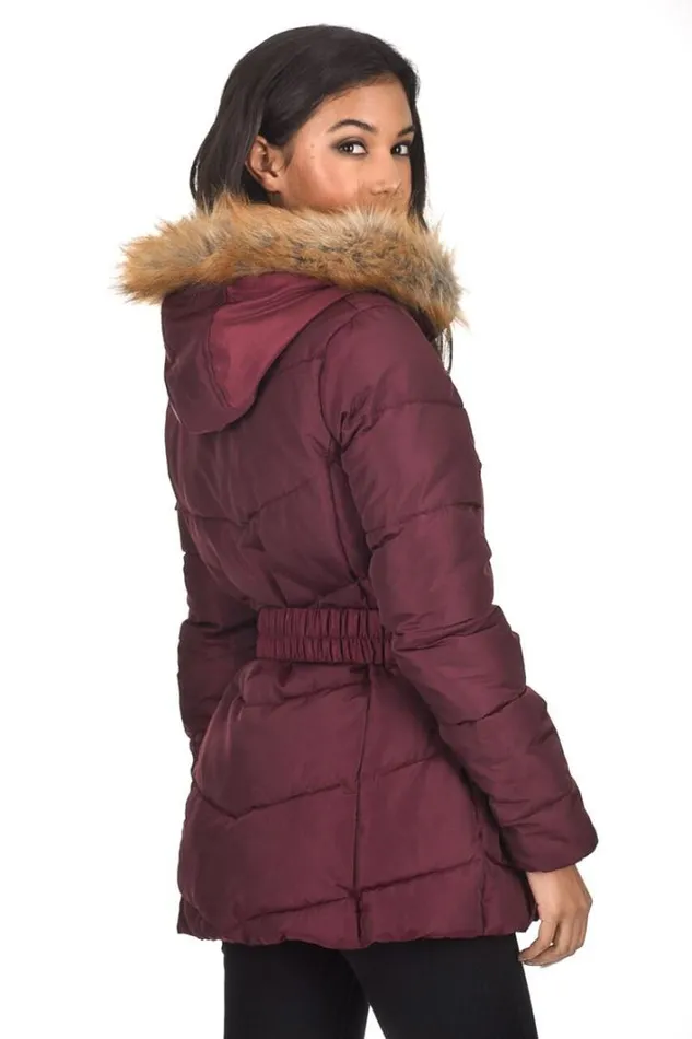 AX Paris Wine Padded Puffer Jacket Coats and Jackets