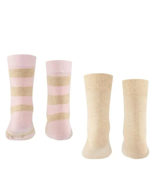 Babies and Kids Happy Stripe 2Pack Kids Socks Sand Mel FALKE Socks