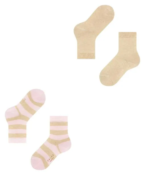 Babies and Kids Happy Stripe 2Pack Kids Socks Sand Mel FALKE Socks