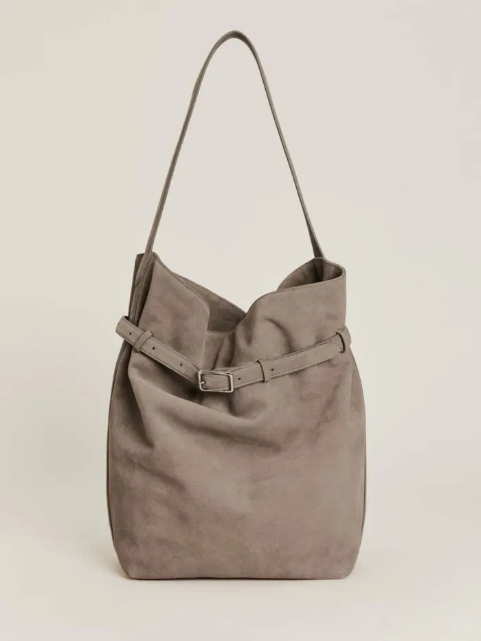 Bags The Reformation Alessandra Bucket Bag Taupe Suede