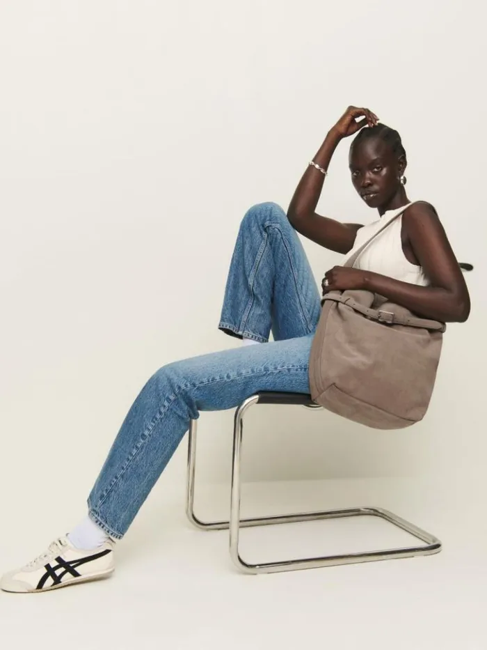 Bags The Reformation Alessandra Bucket Bag Taupe Suede