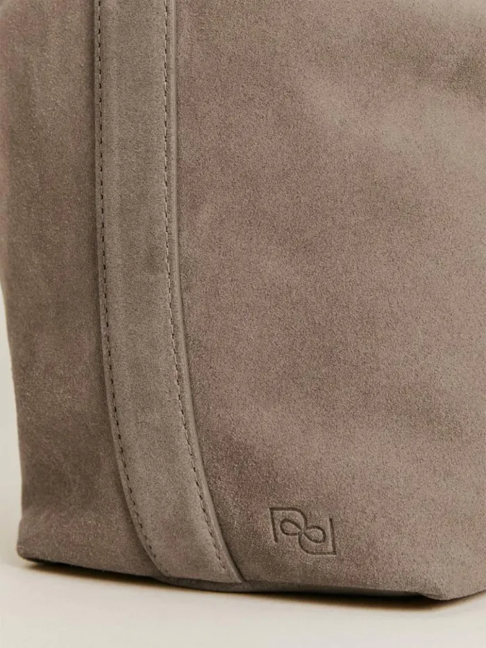 Bags The Reformation Alessandra Bucket Bag Taupe Suede