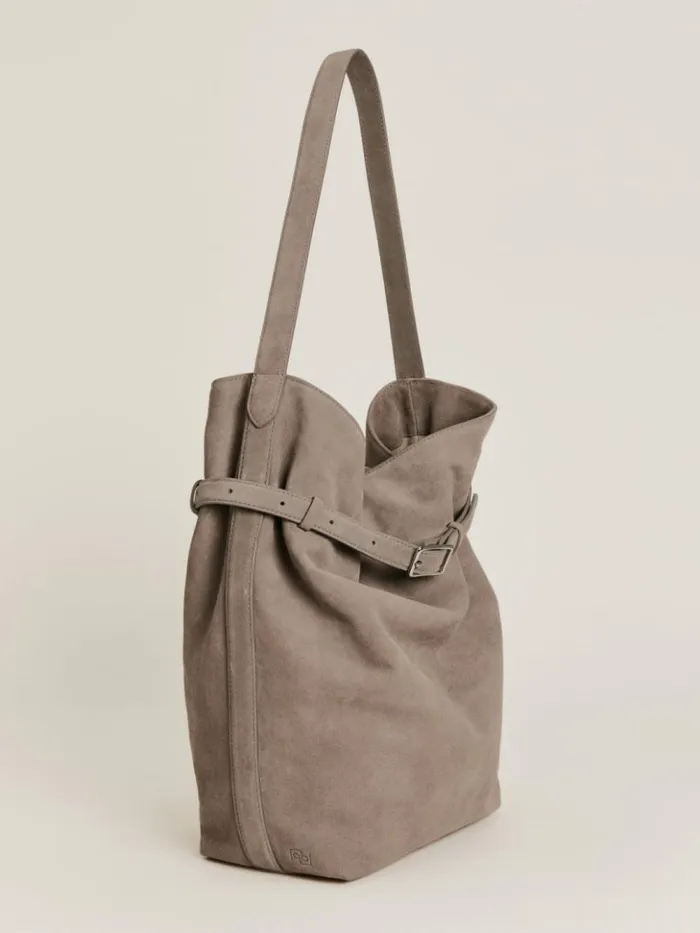 Bags The Reformation Alessandra Bucket Bag Taupe Suede