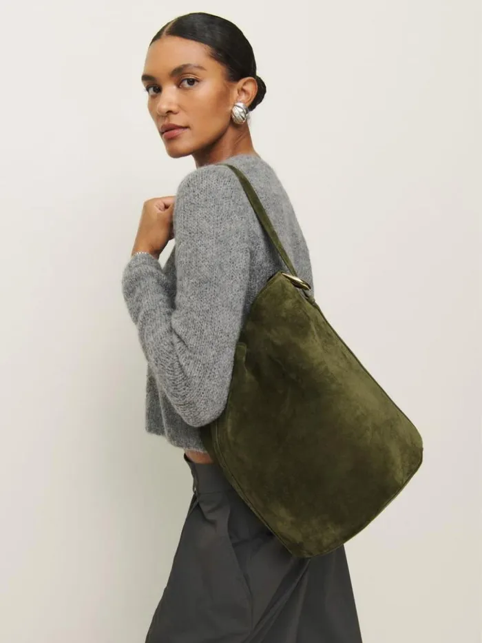 Bags The Reformation Seleena Bucket Bag Leccio Suede