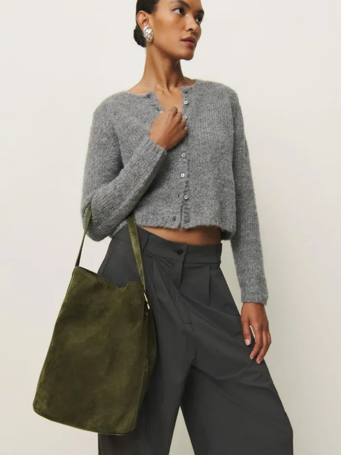 Bags The Reformation Seleena Bucket Bag Leccio Suede