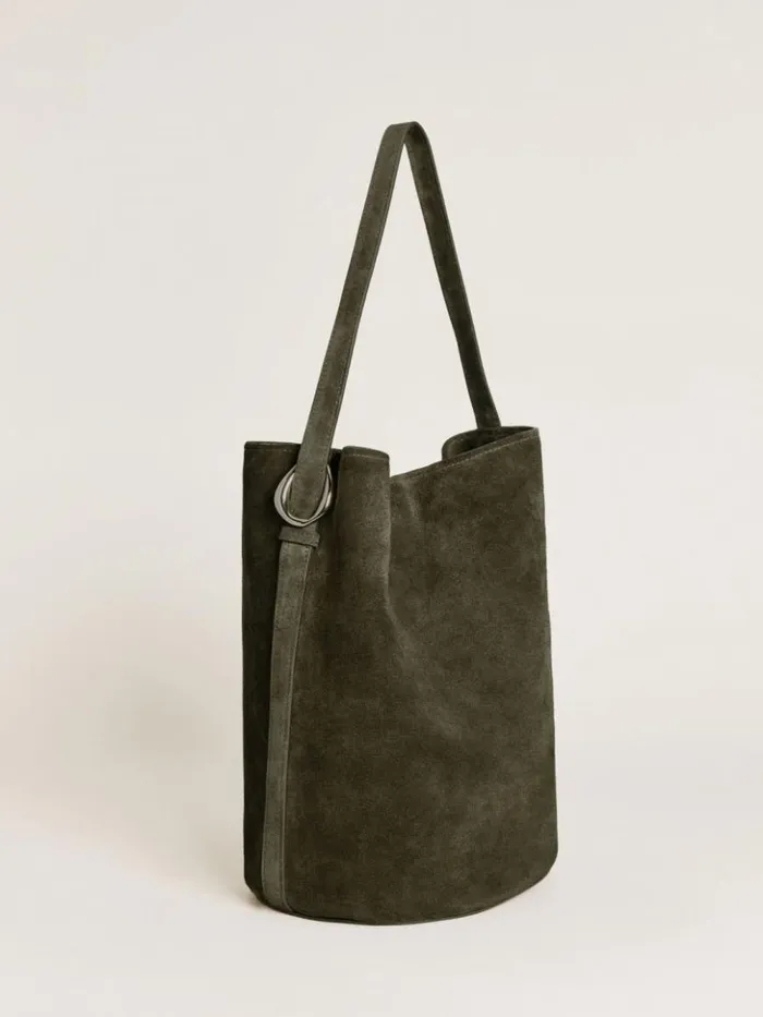 Bags The Reformation Seleena Bucket Bag Leccio Suede