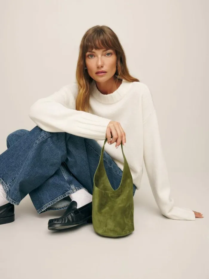 Bags The Reformation Small Silvana Bucket Bag Avocado Suede