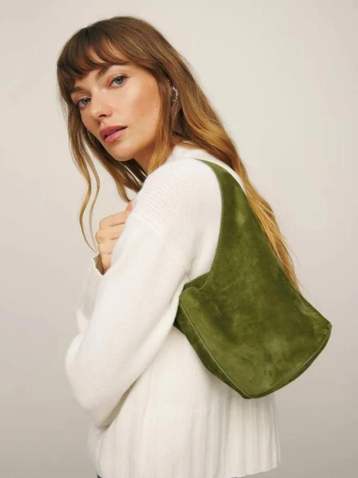 Bags The Reformation Small Silvana Bucket Bag Avocado Suede