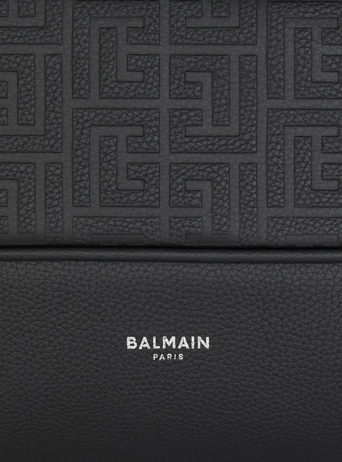 Balmain Bags And Backpacks Men Grained Leather Backpack Black