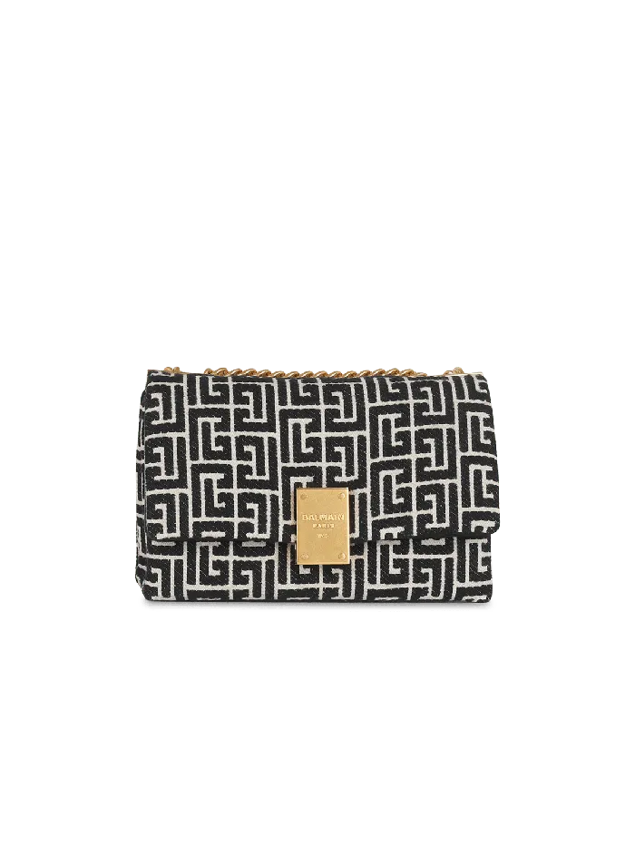 Balmain Crossbody Bags Women 1945 Soft Small Bag With Jacquard Monogram Black