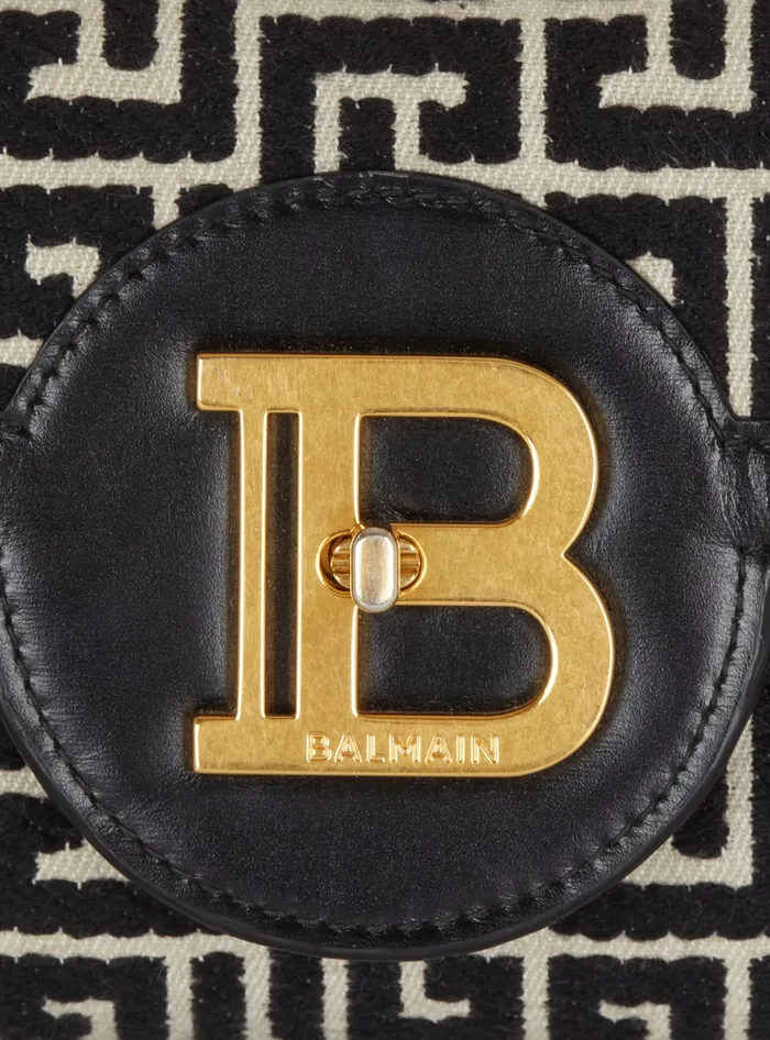 Balmain Crossbody Bags Women BBuzz 23 Jacquard And Leather Clutch Bag Black