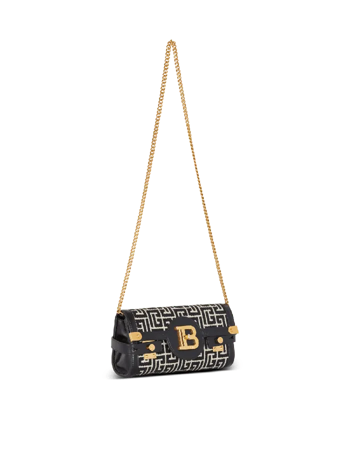 Balmain Crossbody Bags Women BBuzz 23 Jacquard And Leather Clutch Bag Black