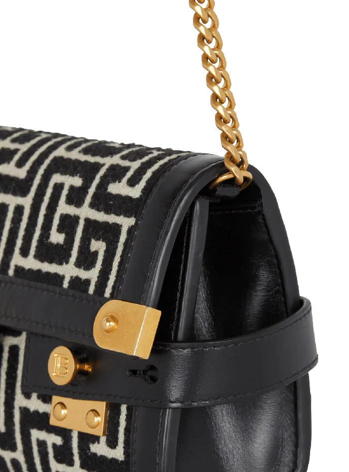 Balmain Crossbody Bags Women BBuzz 23 Jacquard And Leather Clutch Bag Black