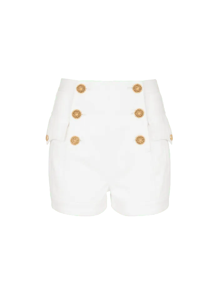Balmain Denim Women 6button Denim Shorts White