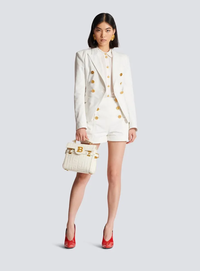 Balmain Denim Women 6button Denim Shorts White
