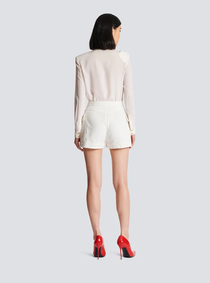Balmain Denim Women 6button Denim Shorts White
