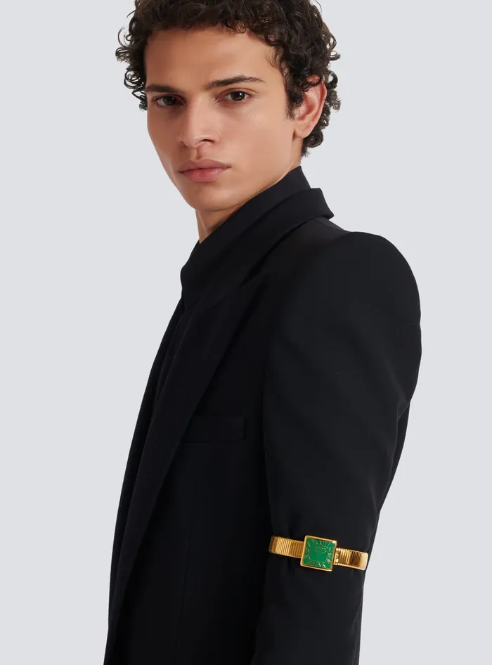 Balmain Fashion Jewelry Men Arm Cuff With Fake Watch Face Gold