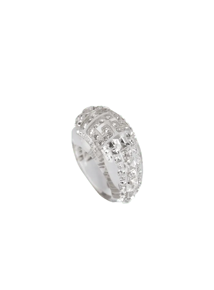 Balmain Fashion Jewelry Women Clear Rhinestone Ring Silver