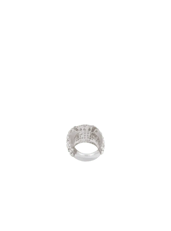 Balmain Fashion Jewelry Women Clear Rhinestone Ring Silver