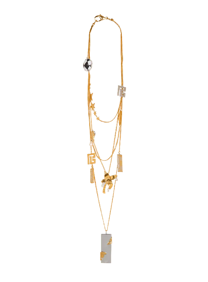 Balmain Fashion Jewelry Women Long Miami Pendant Necklace Gold