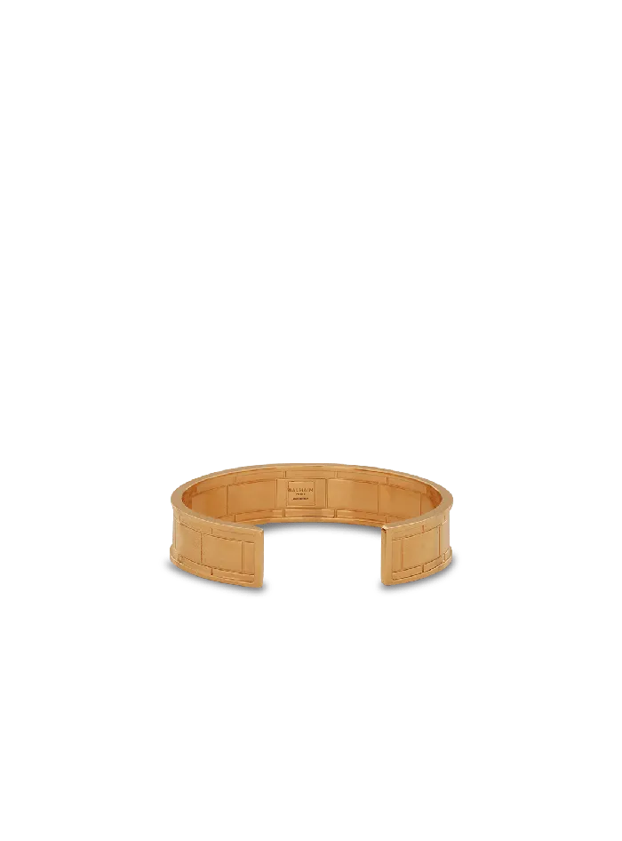 Balmain Fashion Jewelry WomenMen Goldtone Brass Cuff Bracelet With Logo Gold