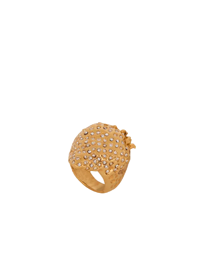Balmain Fashion Jewelry Women Strawberry Brass And Rhinestone Ring Gold