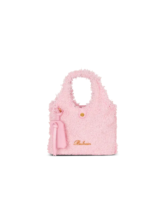 Balmain Grocery Bags Women Mini BArmy Grocery Bag In Tweed Pink