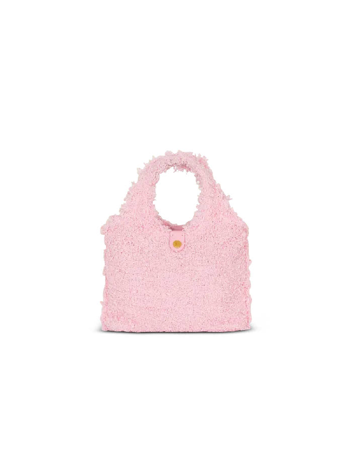Balmain Grocery Bags Women Mini BArmy Grocery Bag In Tweed Pink