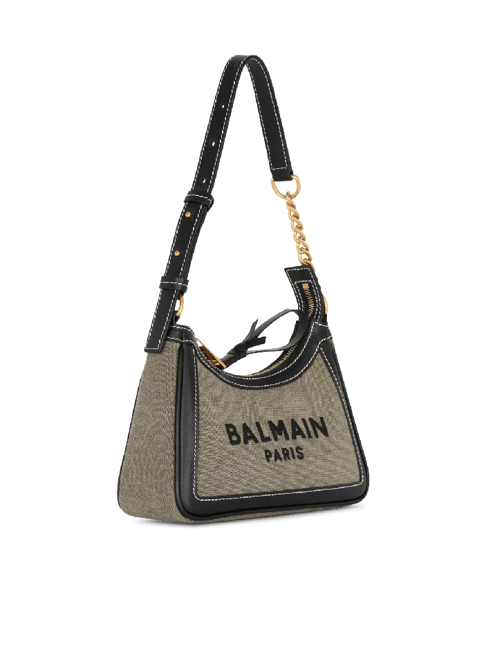 Balmain Handbags Women BArmy Canvas Bag With Leather Inserts Khaki
