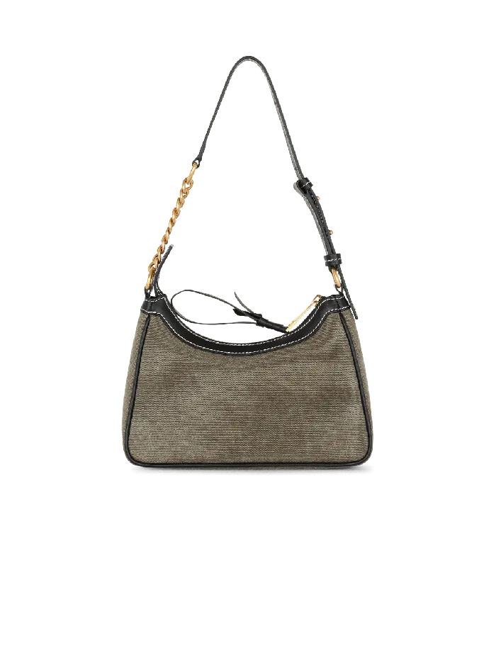 Balmain Handbags Women BArmy Canvas Bag With Leather Inserts Khaki