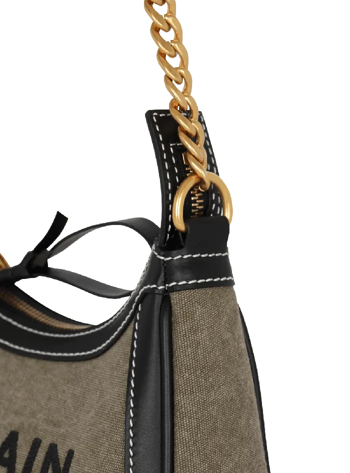 Balmain Handbags Women BArmy Canvas Bag With Leather Inserts Khaki
