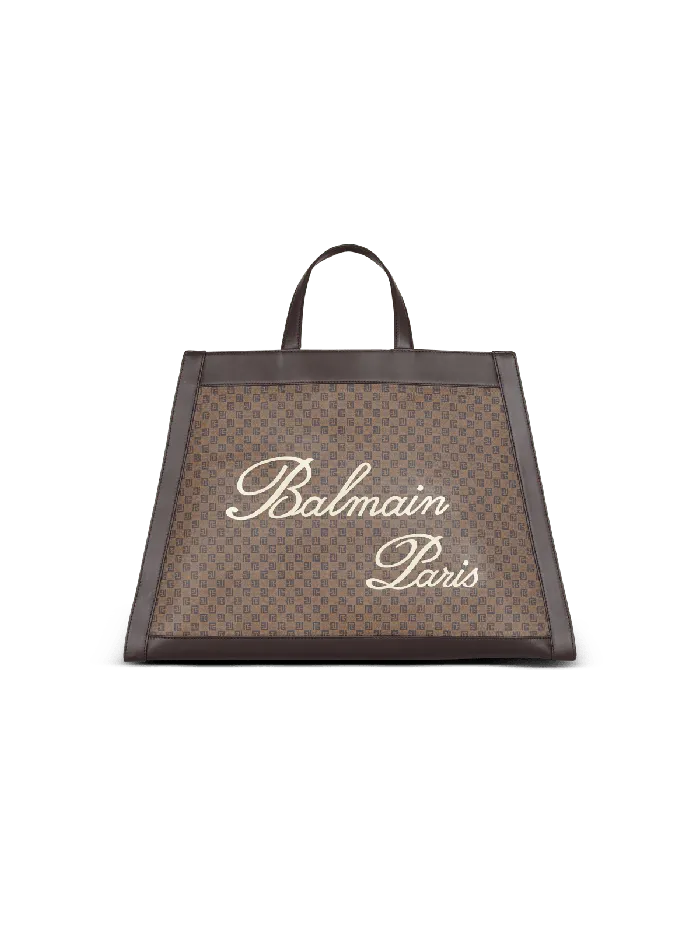 Balmain Handbags Women Olivier039s Cabas In Canvas And Leather Brown