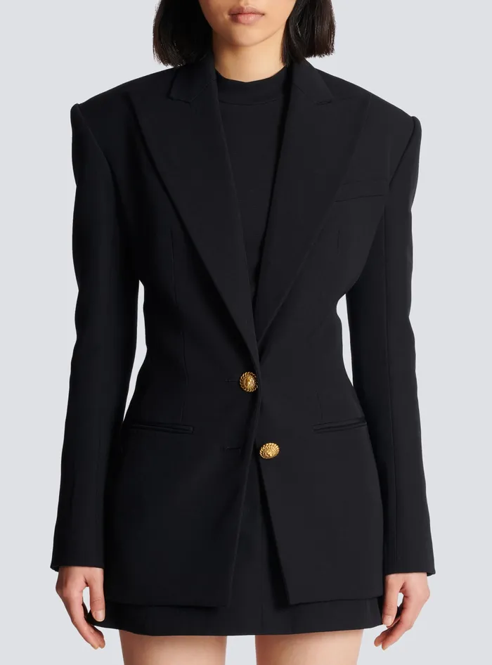 Balmain Jackets And Blazers Women 2button Cinchedwaist Jacket Black