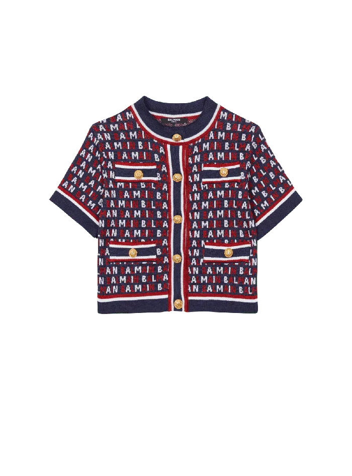 Balmain Kids Knit Cardigan Navy