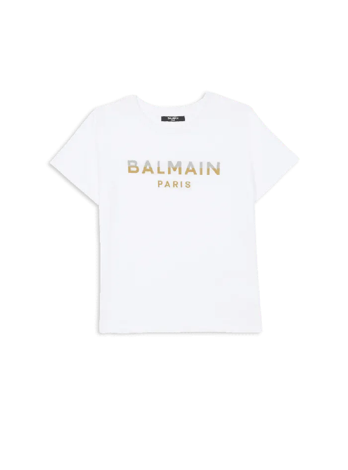 Balmain Kids Paris Metal Tshirt White
