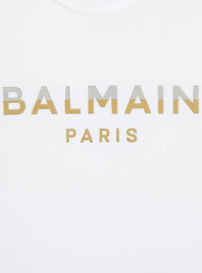 Balmain Kids Paris Metal Tshirt White
