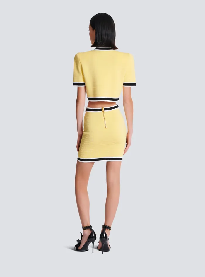 Balmain Knitwear Women Cropped Knit Cardigan Yellow