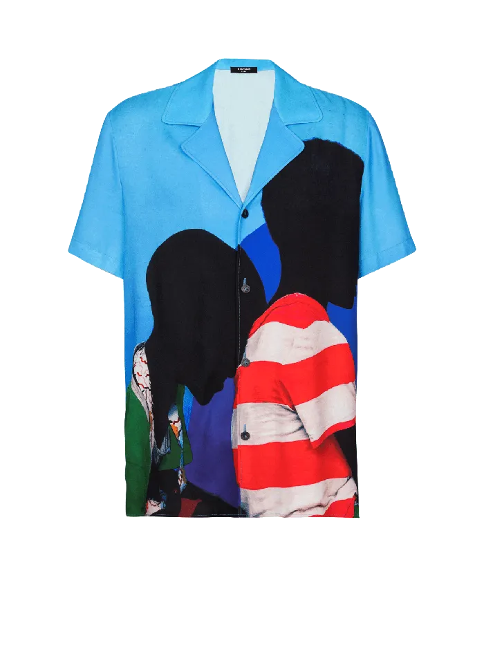 Balmain Shirts And Polos Men Twill Pyjama Shirt With Prince Gyasi Print Multicolor