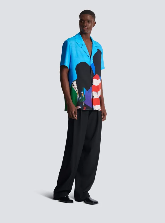 Balmain Shirts And Polos Men Twill Pyjama Shirt With Prince Gyasi Print Multicolor