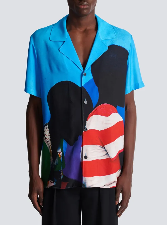 Balmain Shirts And Polos Men Twill Pyjama Shirt With Prince Gyasi Print Multicolor