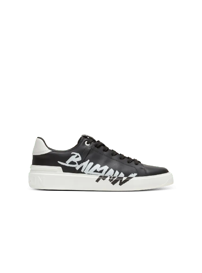 Balmain Sneakers Men BCourt Printed Leather Sneakers Black