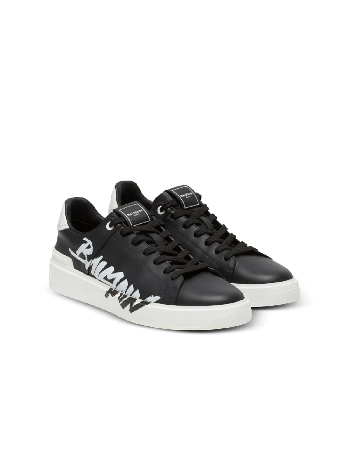 Balmain Sneakers Men BCourt Printed Leather Sneakers Black