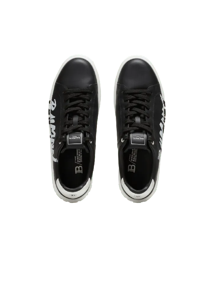 Balmain Sneakers Men BCourt Printed Leather Sneakers Black