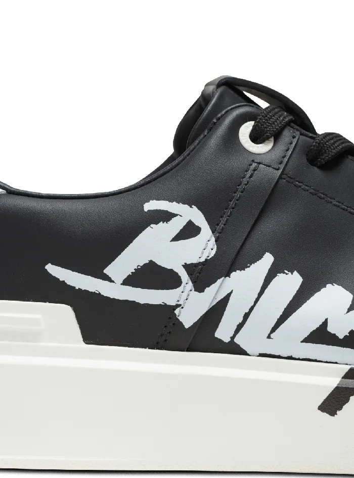 Balmain Sneakers Men BCourt Printed Leather Sneakers Black
