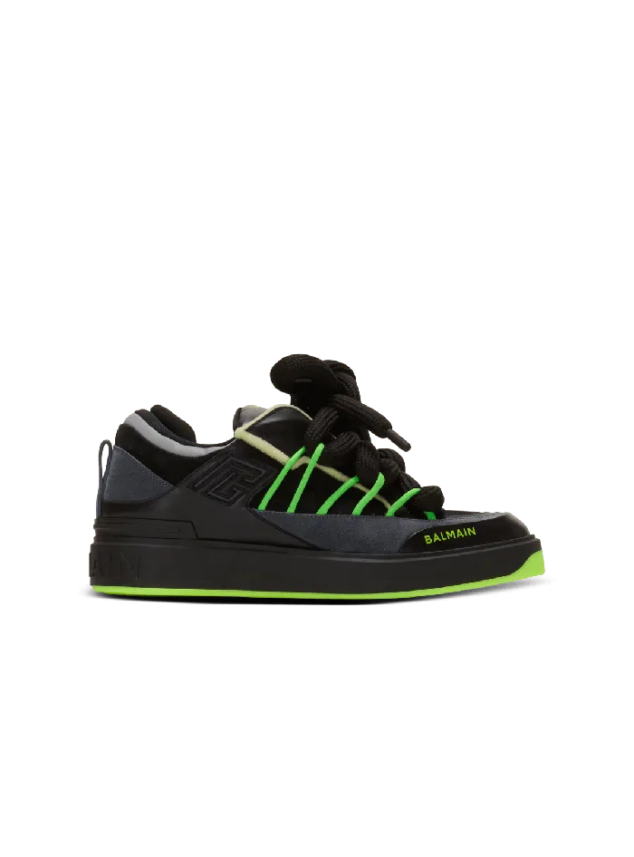 Balmain Sneakers Men BCourt Puffy Skate Sneakers In Calfskin And Suede Black