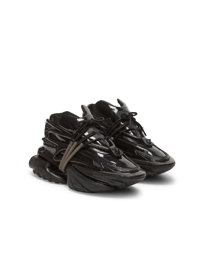 Balmain Sneakers Men Unicorn Main Lab Patent Leather Sneakers Black