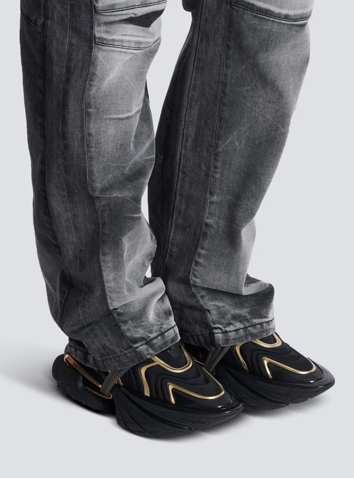 Balmain Sneakers Men Unicorn Wave Trainers In Neoprene And Calfskin Black