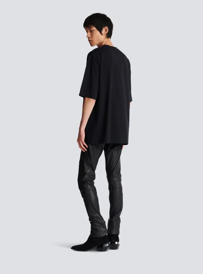 Balmain TShirts Men Signature Embroidered Tshirt Black