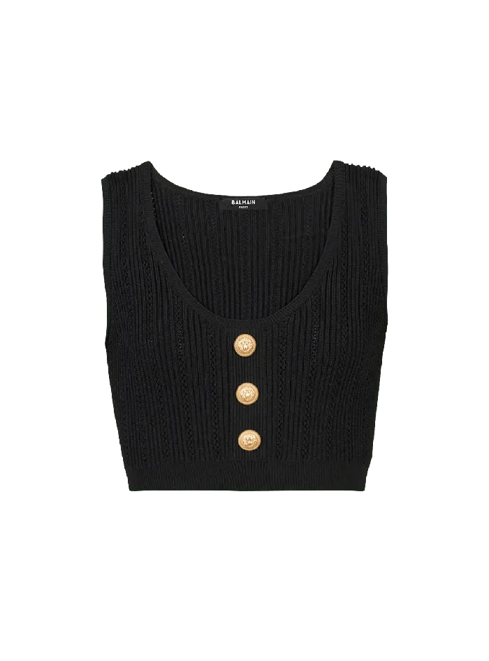 Balmain Tops And Shirts Women Ecodesigned Knit Crop Top Black